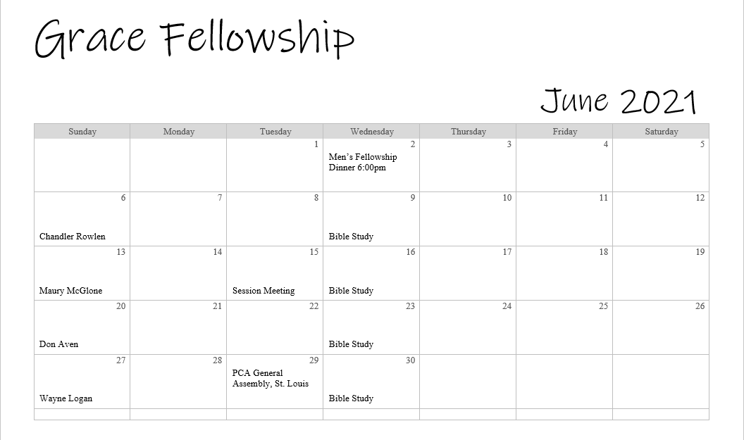 Septmber Calendar